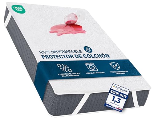 Utopia Bedding Protetor de colchão 105 x 190 cm, impermeável, 4 cantos elásticos, certificação Oeko-Tex, capa de colchão, cobertura de colchão respirável