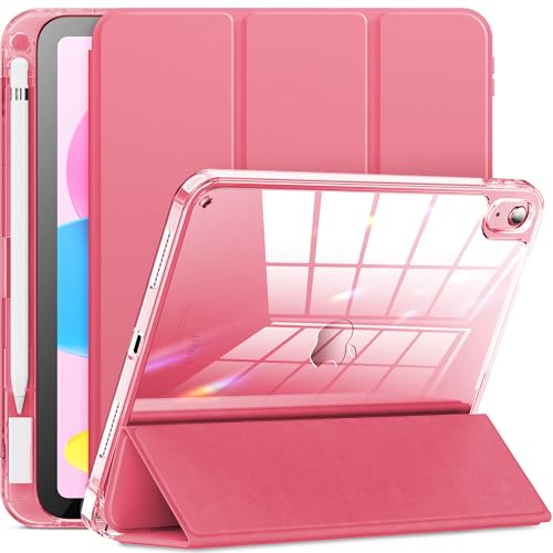 INFILAND Capa para iPad (A16) 11ª geração 2025 11 polegadas/iPad 10ª geração 2022 10,9 polegadas - traseira transparente capa leve com suspensão / ativação automática, vermelho melancia