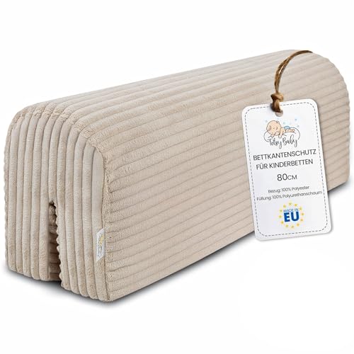 Totsy Baby Chichoneras berço para-choques berços bebé 80 cm - protetor anti-queda e golpe espuma de barreira segurança meninos e meninas para cama proteção de cerca e borda infantil, Lincoln Bege B