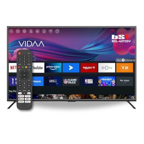 BSL-40T2SV VIDAA Smart TV 40 polegadas | WiFi | RJ45 | resolução Full HD 1920X1080p, USB | DVBT2/S2 e Ci | compatível com Youtube, Netflix, Disney +, Dazn, Prime | HDMI