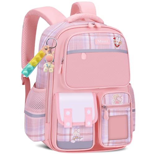 Amythe Mochila escolar primária para meninas, 2025, mochila para meninas Kawaii com pendente 6 a 12 anos, mochilas escolares menina ergonómica, impermeável e leve, 24 litros, 6011