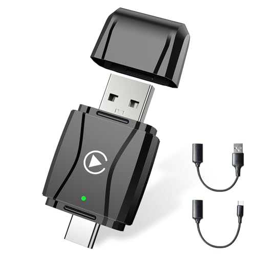 Alltotive S3 Adaptador Carplay sem fios para iPhone, converte com fio sem fios, USB A/C Plug and Play, compatível com iOS 10 e carros com Car Play desde 2016