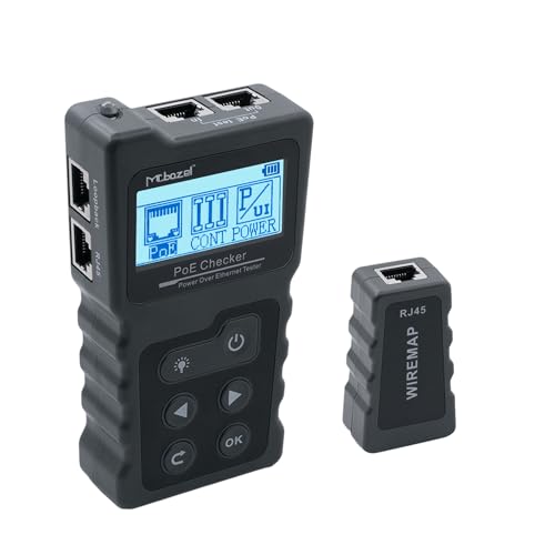 Mcbazel NF-488 Testador de rede RJ45 com ecrã LCD, DC Power & Switch Loop-back Test Poe Checker com rastreador de cabos o Ethernet kit de ferramentas de rede