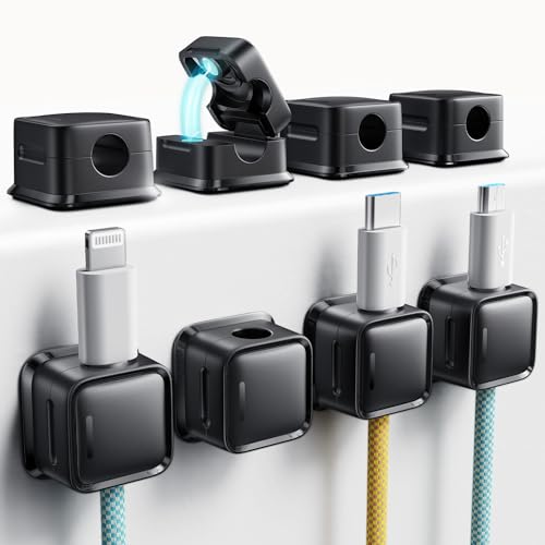 smofish Clip de cabo, 6 pacotes organizador magnético de secretária, forte suporte adesivo para mesa de cabeceira, utensílios de cozinha, material de escritório - azul