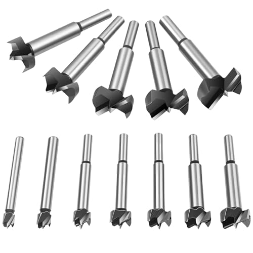 Flintronic Brocas Forstner para madeira macia, 12 peças brocas Forstner em liga para madeira, broca fresadora diâmetros 10 - 35 mm broca de madeira aço de tungsténio hole Saw cortador ferramentas