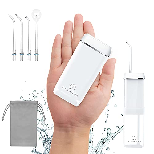 SYNHOPE Irrigador bucal portátil mini sem fios, bateria tanque de água retrátil, 3 modos de pulso, IPX7, adequado para a família e viagens