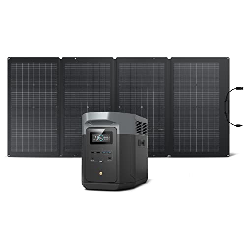 Gerador solar DELTA 2 Max EcoFlow capacidade 2048Wh bateria LFP estação portátil e painel solar 220 W até 3100 W de saída CA carga 0-100 % em 81 min exteriores, campismo, auto-caravanas, varandas