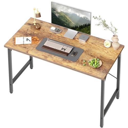 BEXEVUE Mesa de 100 x 48 cm, pequena mesa para computador, mesa de escritório para estúdio, quarto, design industrial, estrutura de metal, mesa de PC de madeira para casa e escritório