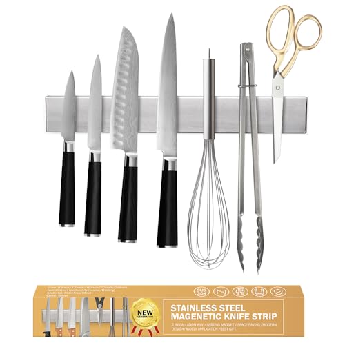 Barra magnética para facas, Ninonly 25 cm, porta-facas magnético, autocolante de aço inoxidável, faca magnética para ferramentas, outros utensílios e organização