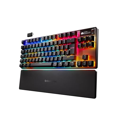 Steelseries Apex Pro TKL Wireless Gen 3 - Teclado mecânico sem fios - HyperMagnetic interruptores OmniPoint 3.0 - Acionamento ajustável, Rapid Trigger - Predefinições - Rapid Tap - OLED - UK QWERTY