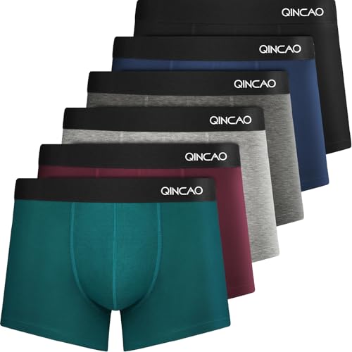 QINCAO Cuecas tipo boxers para homem, embalagem de 6 unidades, não arranham a pele, roupa interior de algodão (tamanho S-4XL)
