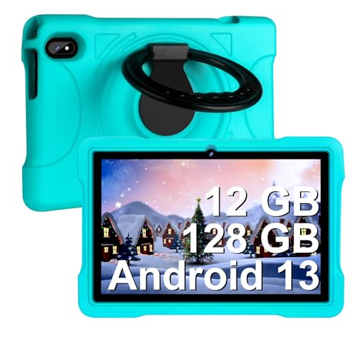 fezawio Tabletes para crianças Android 13, tablets de 10 polegadas, 12 GB de Ram 128 GB ROM (TF 512 GB), controlo parental, educação infantil, WiFi 5G, câmara dupla, EVA, verde
