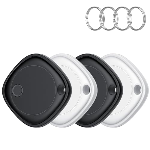 Smart Tag Tracker 4 Pack, localizador de objetos Bluetooth funciona com a pesquisa da Apple (apenas iOS, Android não compatível), rastreamento mundial, rastreador para chaves/bagagem/carteira, bateria