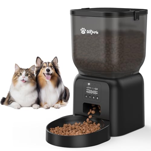 Alimentador de gato automático dispensador de comida gatos cães 4 L porta-moedas cão automático com ecrã LCD, com saco descartável, 1-6 refeições por dia, fonte de alimentação dupla, Pet Feeder
