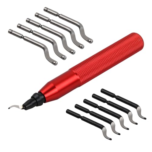 Conjunto de ferramentas de rebarbação manual com 10 lâminas de aço de alta velocidade, cabo de alumínio rotativo de 360°, ferramenta Deburring universal para aço plástico cobre impressora 3D PVC
