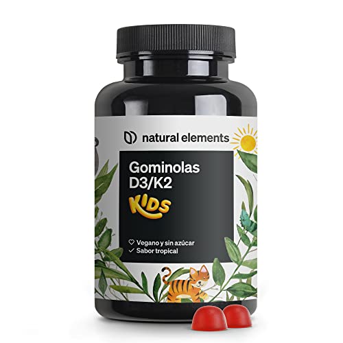 Gominolas de vitamina D3 e K2 KIDS para crianças, 120 Gummies, sabor tropical, veganas, sem açúcar, dose adaptada para crianças, produzida e testada em laboratório na Alemanha