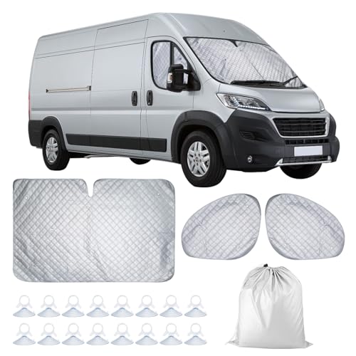 Guarda-sol térmico para caranguetes Fiat Ducato, persiana UV de verão, conjunto de 3 peças de protetor de para-brisas
