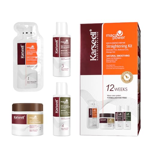 Karseell Kit queratina para alisar o cabelo, tratamento alisado em casa durante 12 semanas para todos os tipos de cabelos