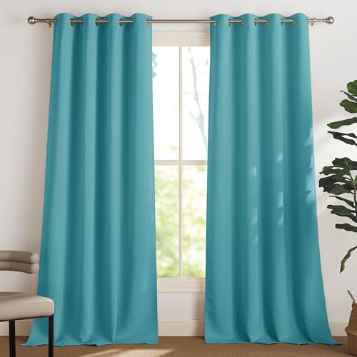 PONY DANCE Cortinas modernas opacas, com ilhós, tecido térmico isolante, para sala de estar, quarto, escritório, cozinha, sala de jantar, 2 painéis