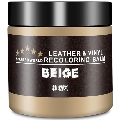 STARTSO WORLD Kit de reparação de couro 200 ml bege - para móveis, sofás e assentos de carro | tinta e pintura para restaurar e reparar couro desbotado e às riscas