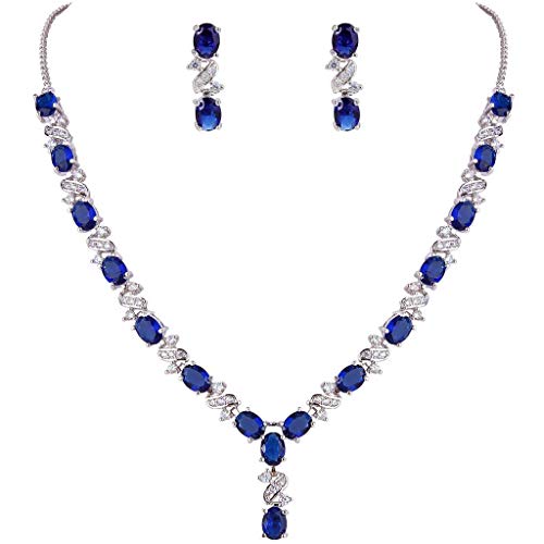 Clearine Mulher elegante Delicate Zircônia cúbica Infinity Y-Shape colar Dangle brincos Set