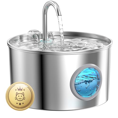 Fonte para gatos aço inoxidável: 2,2 l bebedor gatos - fonte automática gatos - fonte de água silenciosa para gatos - dispensador de água para cães - mantém a água fresca - com um conjunto de filtros