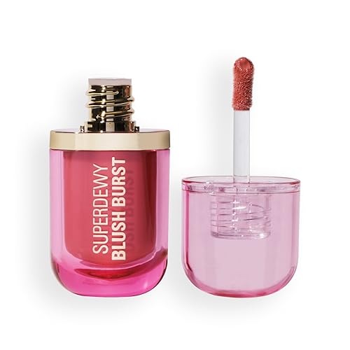 Revolution Superdewy Liquid Blush Burst - Rubor líquido de cobertura buildável para bochechas, fórmula de soro com péptidos e ácido hialurónico vegano, Strawberry Milkshake Cool Pink, 4,2 ml