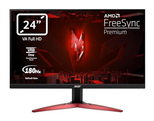 Acer Nitro KG241YS3biipf Monitor de jogos Full HD de 24" de 180 Hz (60 cm, 1920x1080, 16:9, 250 Nits, tempo de resposta 1 ms VRB, AMD FreeSync, 2 x HDMI 2.0/1xDP 1.2 Meses onitor PC Gaming cor preta