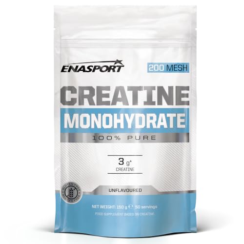 Creatina monohidrato 150 g, Enasport, 50 porções, 100% pura, sem aditivos e sem glúten. 150 cm