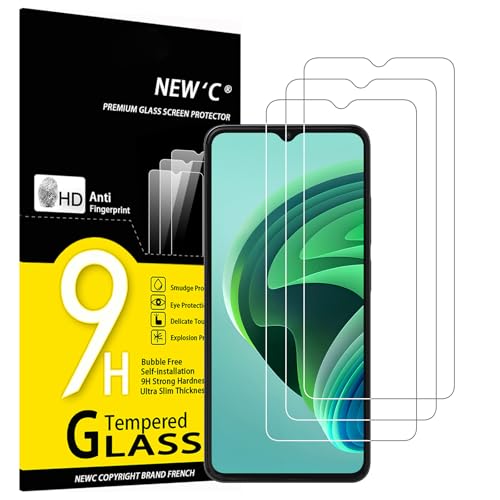 NEW'C 3 peças, protetor de ecrã para Xiaomi Redmi Note 11E, vidro temperado, sem bolhas, dureza 9H, 0,33 mm ultra transparente, ultra resistente