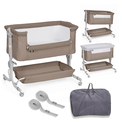 ms BabyWorld Comfy Miniberço Colecho regulável multialturas e reclinável, colchão incluído, mosquiteira de série, segurança e conforto para bebé