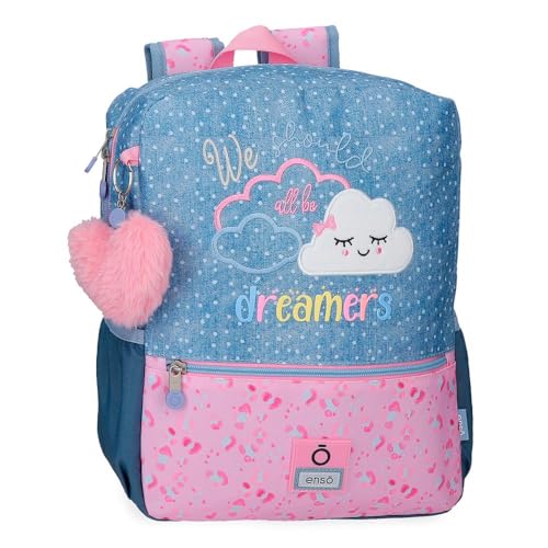 Enso Dreamer Mochila infantil, mochila escolar, fabricada em poliéster, rodas duplas de rotação multidirecional, várias maneiras de usar, azul, Mochila