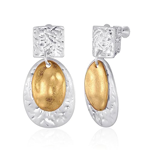 LILIE&WHITE Brincos clipe mulher dourados sem furo, design moderno e elegante, antialérgicos e resistentes, acessório e presente com estilo