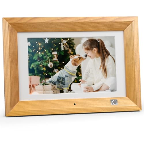 KODAK Moldura de fotos digital de 10,1 polegadas suporte digital com controlo remoto, HD IPS moldura eletrónica inteligente com memória de 8 GB, rotação automática, monitor de imagens / música/vídeo
