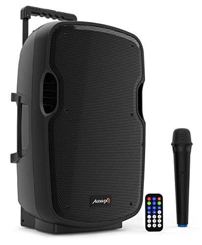 Audibax Denver 10 Altifalante ativo PA de 10" com bateria, rodas 1 micro sem fios mão