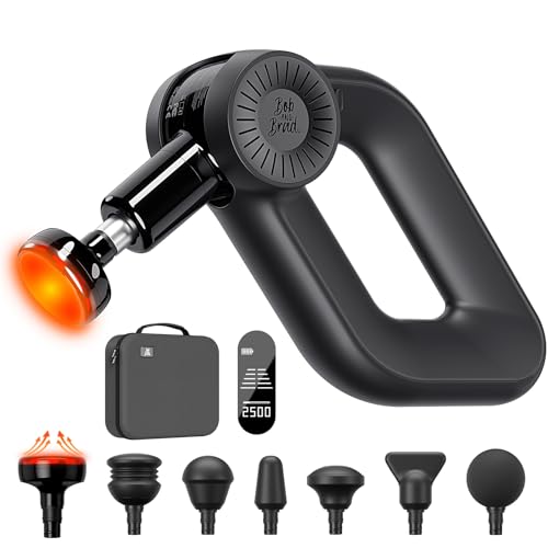 Bob and Brad D6 Pro Plus Pistola de massagem muscular com função de calor, pistola de massagem muscular de tecido profundo com 16 mm de amplitude, elétrica Massage Gun para aliviar a dor muscular