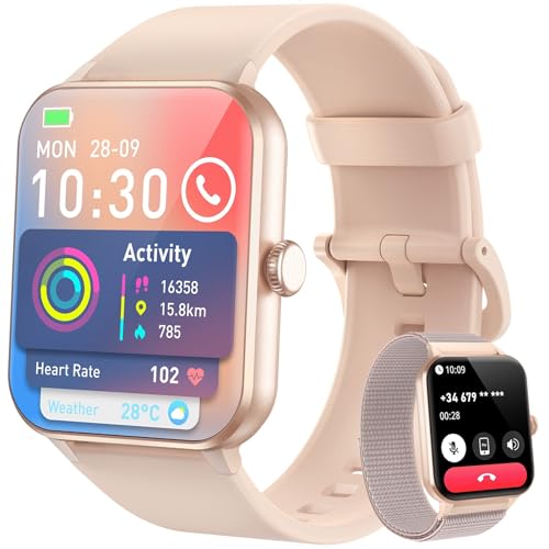 Blackview Relógio inteligente mulher com chamadas Bluetooth, pulso / oxímetro / sono/pedómetro, 1,85" Smartwatch com Whatsapp mensagens, 100 modos desportivos, pulseira atividade para Android iOS