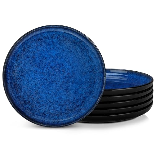 vancasso STARRY Conjunto de 6 pratos rasos, pratos de salada de 26 cm, pratos de pequeno-almoço de grés, conjunto de pratos de jantar para cozinha, adequados para máquina de lavar louça e micro-ondas
