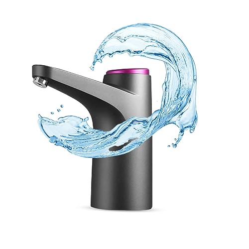 NK Dispensador de água - indicador LED, bateria recarregável por USB de 1200 mAh, compatível com garrafas e garrafas 4,5 l, 5 l, 7,5 l, 11,3 l, 15 l, 18,9 l, adaptador de 3,8 e 4,8 cm, preto, pequeno