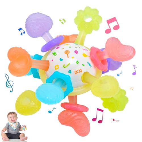 Bola sensorial bebé de silicone líquido LSR - mordedor montessori, chocalho suave, brinquedo de dentição 0-12 meses, presente para recém-nascido