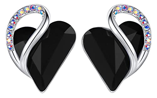 Leafael Birthstone Coração brincos de mulher | Birthstone brincos com coração e cristais corativos | Livre de alergias brincos modernos com caixa de presente incluída