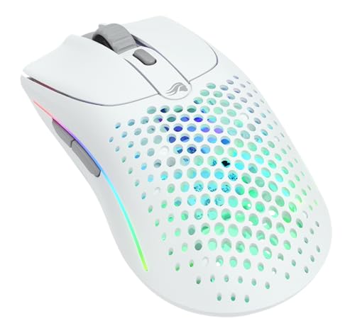 Glorious Gaming Model O 2 Wireless rato gaming sem fios - híbrido 2,4 GHz e Bluetooth, 68 g super leve, bateria grande, sensor PPP 26K, RGB, ambidextro, 6 botões, deslizadores de PTFE - branco