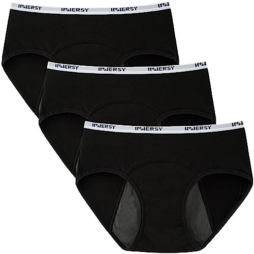 INNERSY Cuecas menstruais para menina roupa interior proteção algodão cuecas régua 8-16 anos pack de 3