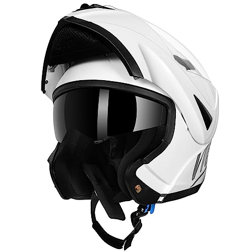 Westt Capacete de motocicleta com certificação ECE 22.06 capacete modular para mulher e homem capacete integral com visor duplo para Chopper, ciclomotor Scooter, tamanhos S-XL, branco, XL (59-61 cm)