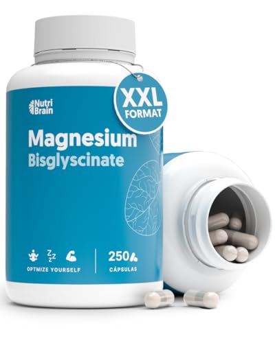 Magnésio Bisglicinato Puro 2000 mg Doses XXL (250 cápsulas), forma recortada para sono de reparação, energia, suporte ósseo-muscular e concentração, máxima biodisponibilidade, sem efeitos laxantes