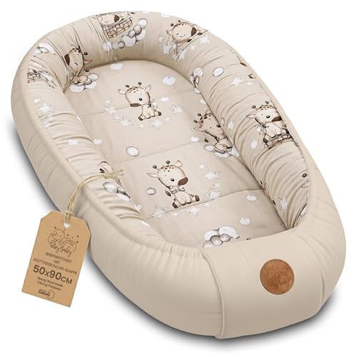 Ninho bebé recém-nascido 90 x 50 cm - casulo de colecho redutor berço algodão cuco ideal para gôndola moisés e viagem perfeita para meninos e meninas girafa