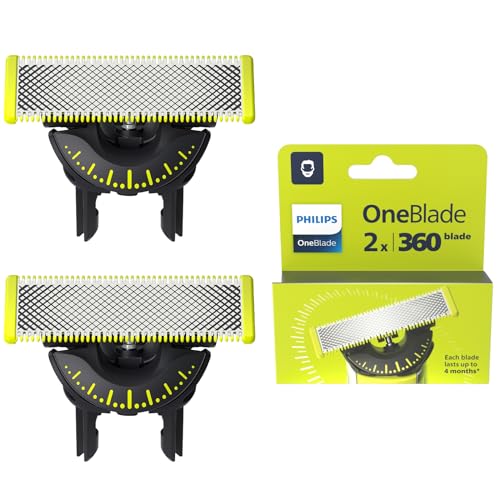 Philips OneBlade 360 Lâminas de substituição originais para aparador de barba e máquina de barbear para homem, compatíveis com todos os Philips OneBlade, pack de 2 unidades, QP420/60