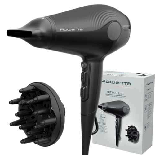 Secador de cabelo Rowenta Ultra Silence, extremamente silencioso, 2100 EW para um poderoso fluxo de ar, tecnologia de geração de iões antiestáticos, compacto, leve, CV6430F0