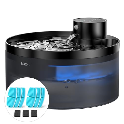 Fonte para gatos sem cabo: com 6 filtros 3 esponjas - 3,2 L para bebés gatos - com bateria recarregável - fonte gatos com sensor - 4200 mAh capacidade bateria - funcionamento silencioso