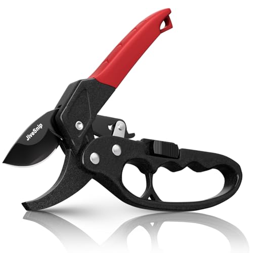 JiveSnip Tesouras de podar profissionais com bigorna de Yrinquete Gardening Scissors, mecanismo de catraca, cabo de design reforçado